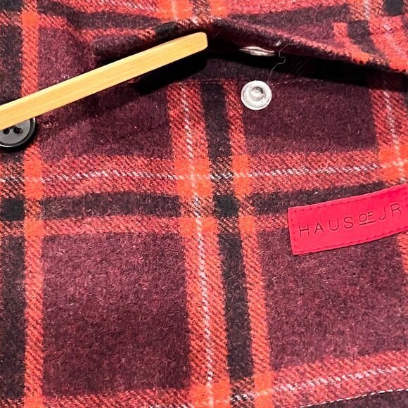 Haus of JR Kids Split Plaid Coat, Gray Red, 2T - Picture 6 of 10